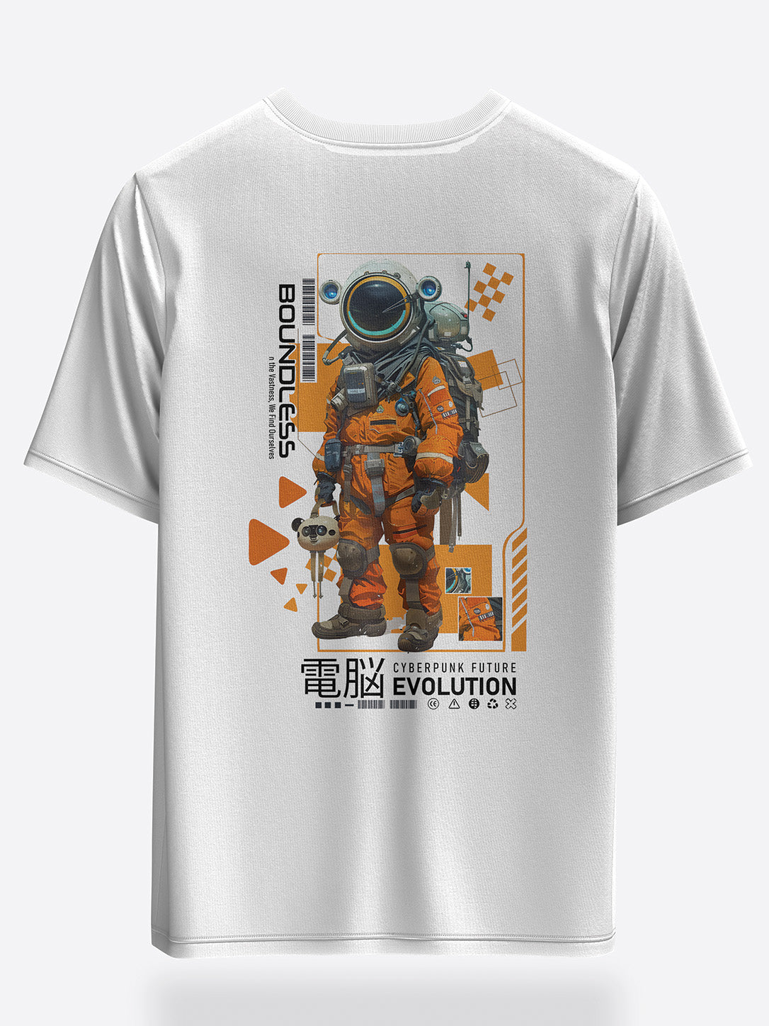 cyberpunk oversized orange themed graphic t-shirt