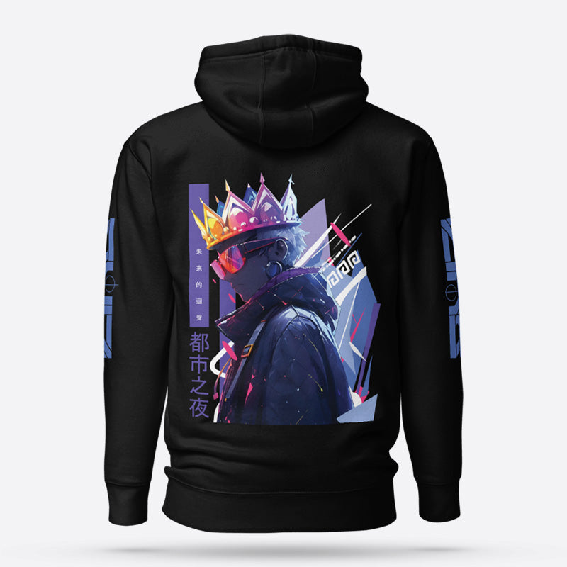 Cyberpunk black graphic hoodie