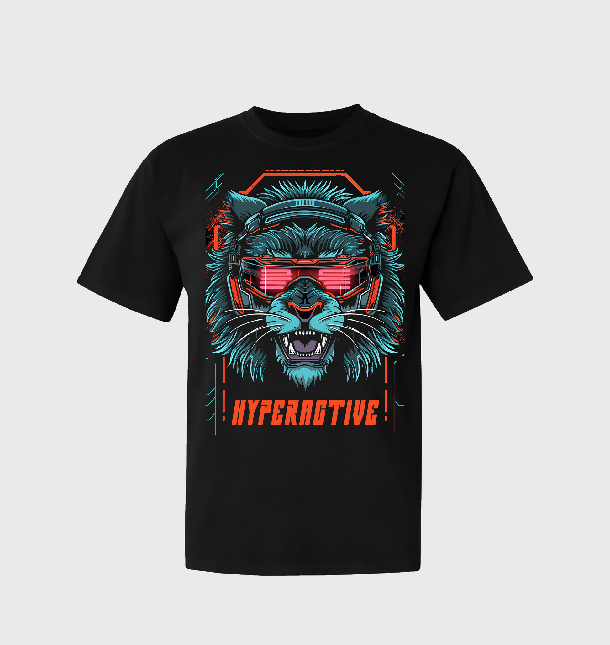 robotic futuristic tiger wearing spex cool graphic tees 