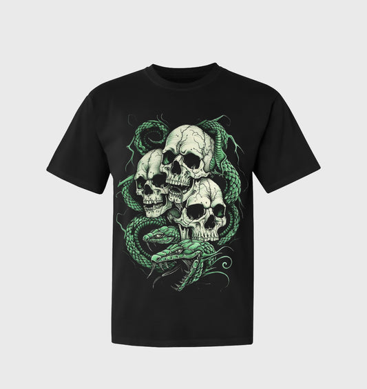 Unisex Gothic Graphic Tees, Three Skull