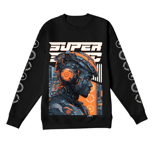 Humanoid Black Warrior Graphic Sweatshirt