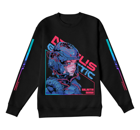 futuristic Humanoid Neon Theme Graphic Sweatshirt