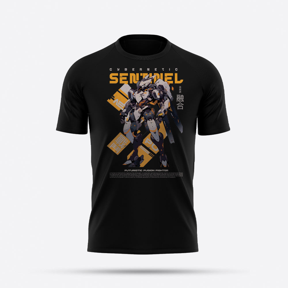 Futuristic cyber robot graphic tees