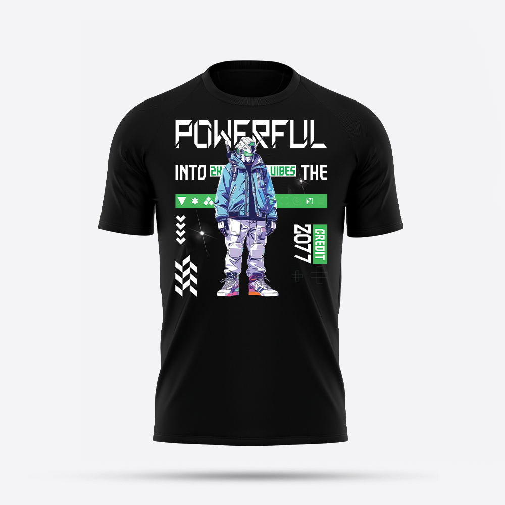 Futuristic guy cybertech, cyberpunk graphic tees selling on goatapparels 