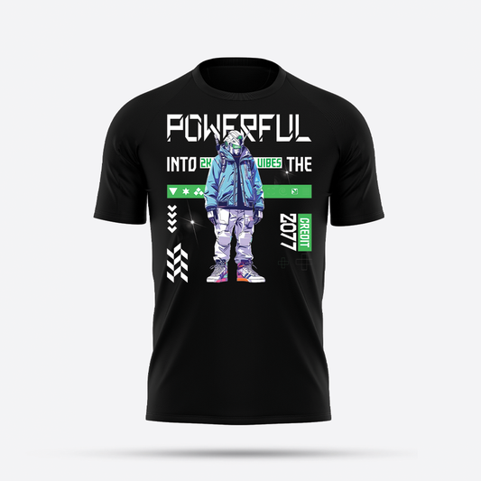 Futuristic guy cybertech, cyberpunk graphic tees selling on goatapparels 