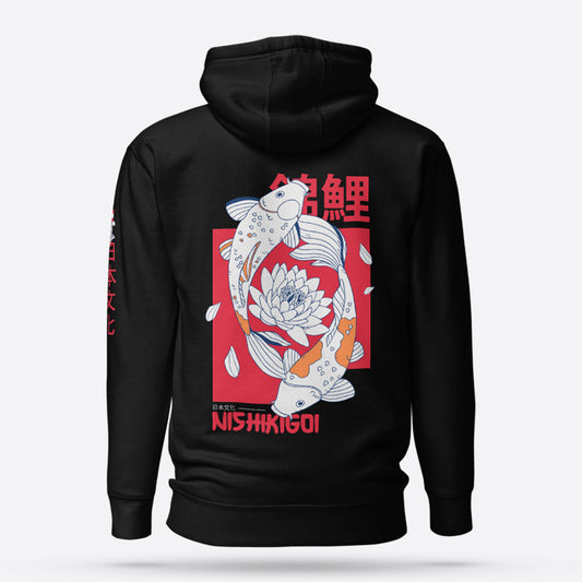 Koi fish black graphic hoodie selling on goat apparels