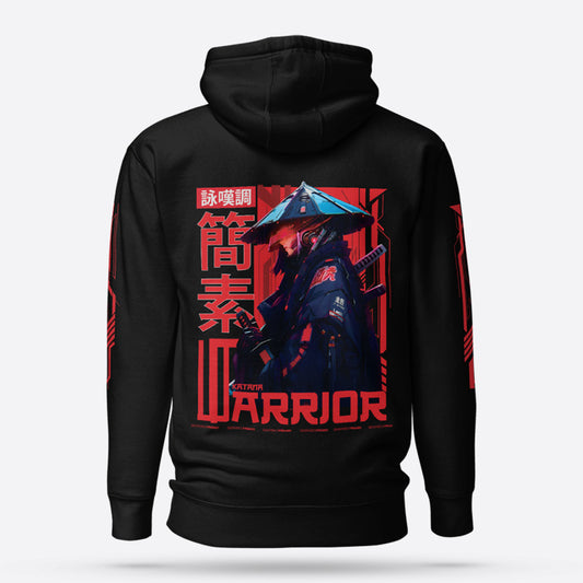 warrior theme black graphic hoodie selling on Goat Apparels
