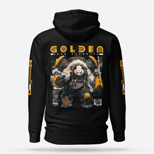 futuristic warrior black graphic hoodie selling on Goatapparels