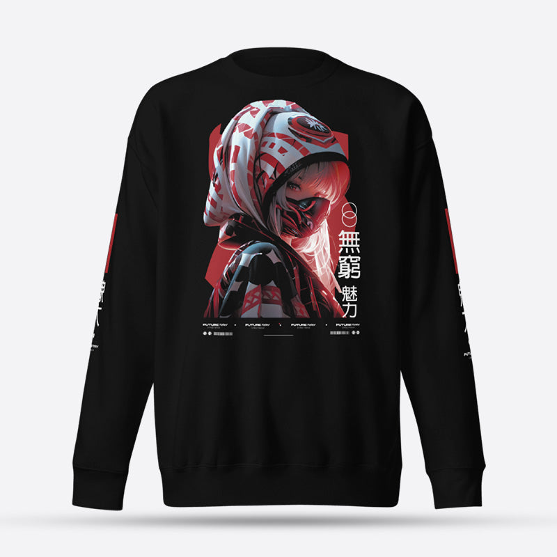 Futuristic cyberpunk graphic crewneck sweatshirt 